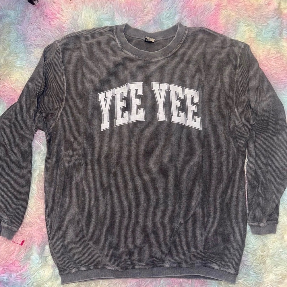 YEE YEE Apparel Corded Crew Crewneck Sweatshirt Grey XL